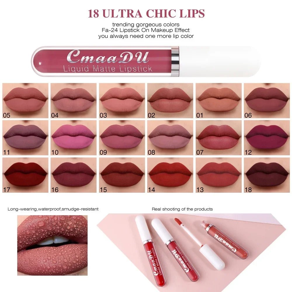 Sexy Long Lasting Velvet Matte Lip Gloss Liquid Lipstick Lip Makeup Women Beauty Red Nonstick Cup Waterproof Lip Gloss - Belle the Jour