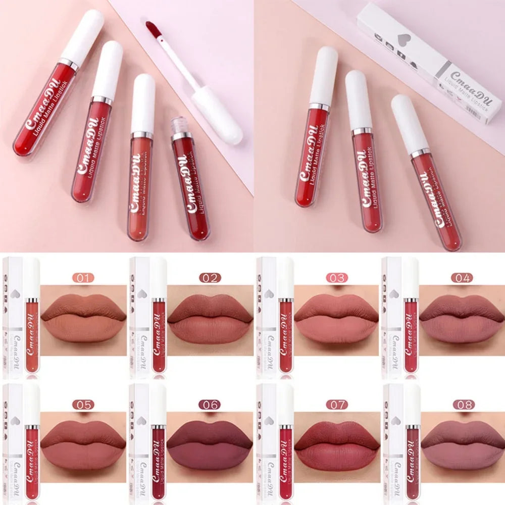 Sexy Long Lasting Velvet Matte Lip Gloss Liquid Lipstick Lip Makeup Women Beauty Red Nonstick Cup Waterproof Lip Gloss - Belle the Jour