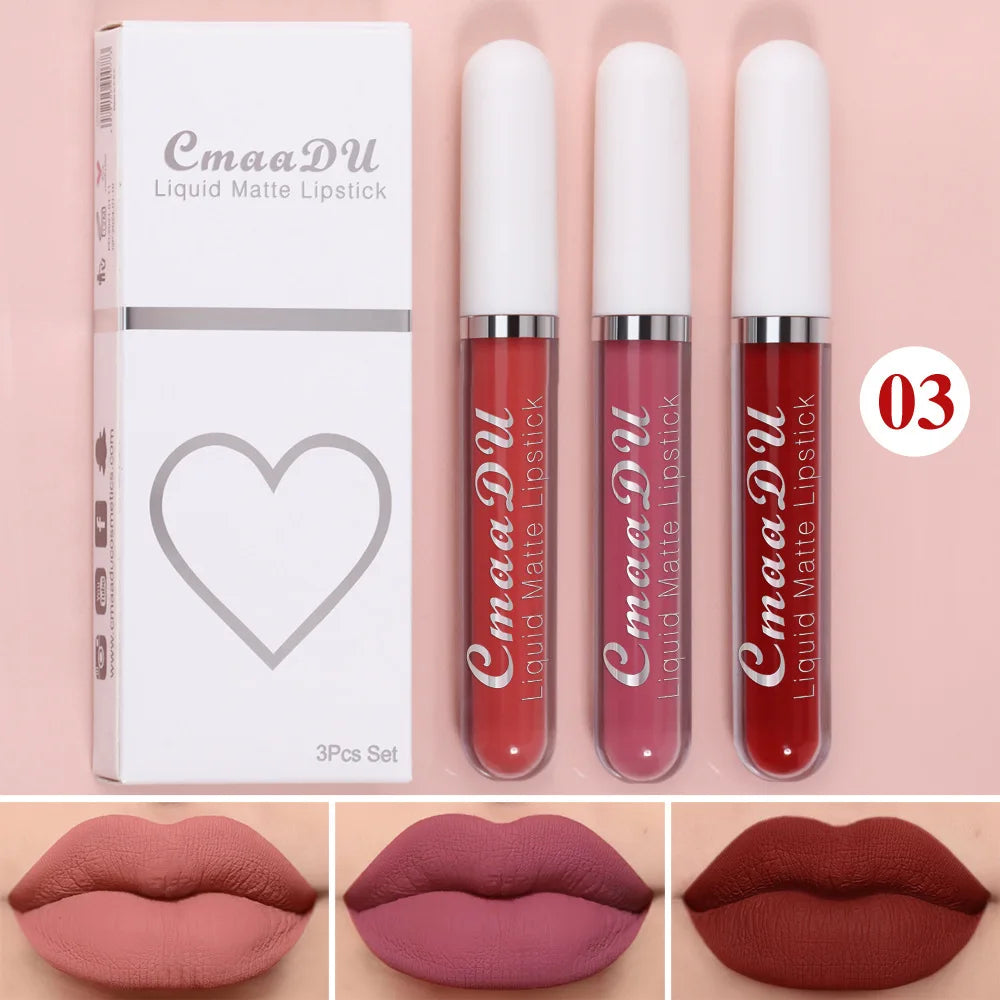 Sexy Long Lasting Velvet Matte Lip Gloss Liquid Lipstick Lip Makeup Women Beauty Red Nonstick Cup Waterproof Lip Gloss - Belle the Jour