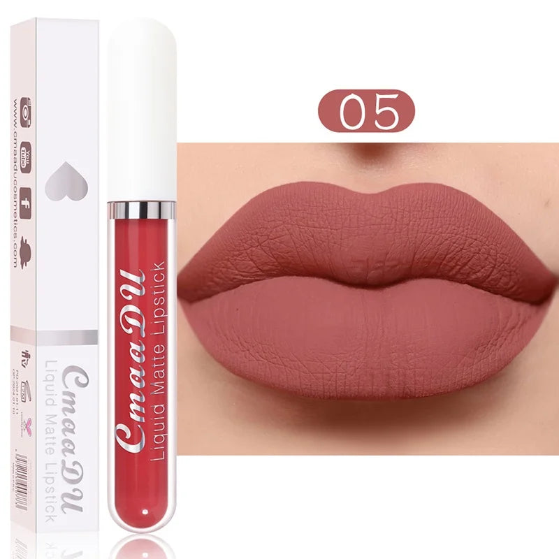 Sexy Long Lasting Velvet Matte Lip Gloss Liquid Lipstick Lip Makeup Women Beauty Red Nonstick Cup Waterproof Lip Gloss - Belle the Jour