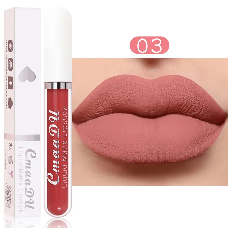 Sexy Long Lasting Velvet Matte Lip Gloss Liquid Lipstick Lip Makeup Women Beauty Red Nonstick Cup Waterproof Lip Gloss - Belle the Jour