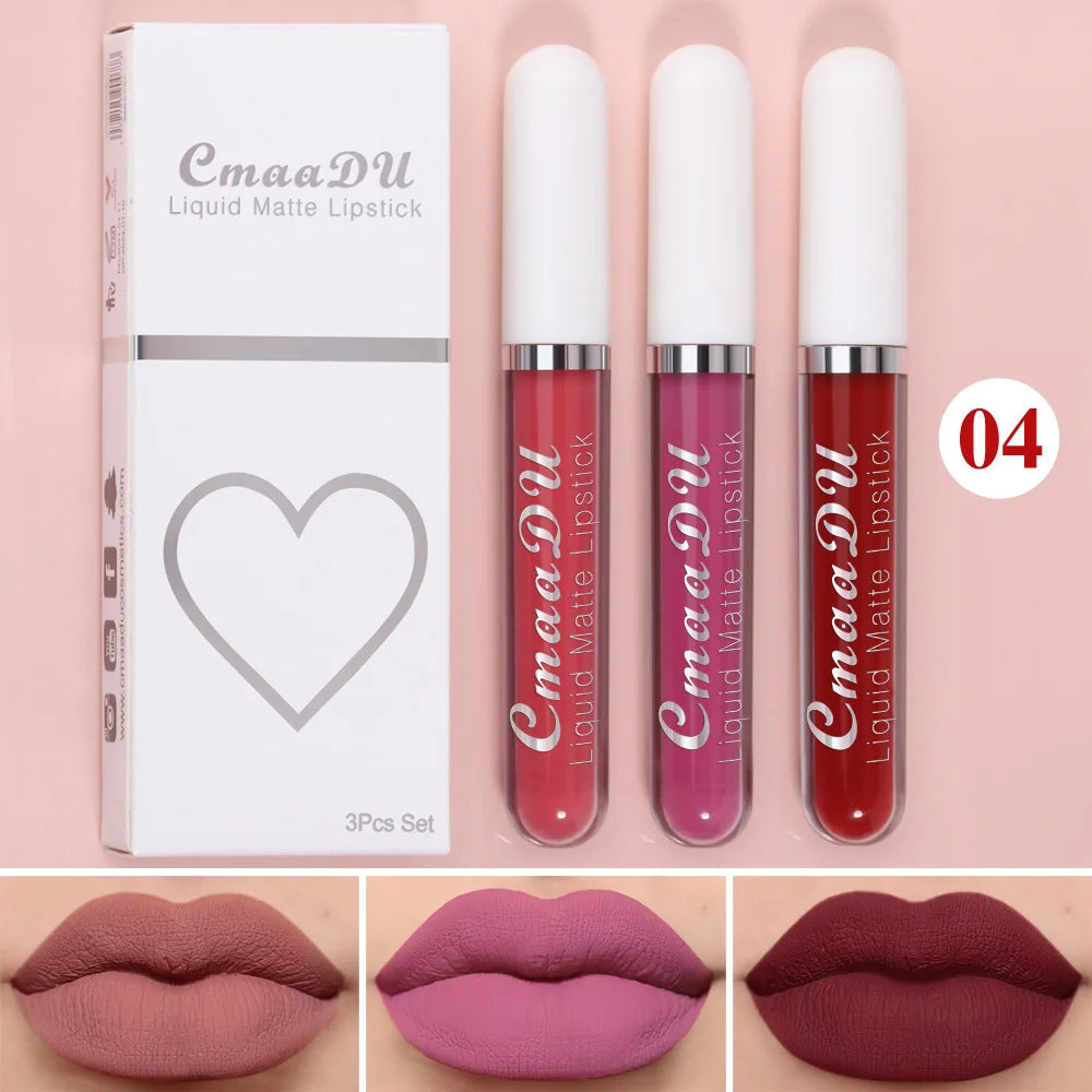 Sexy Long Lasting Velvet Matte Lip Gloss Liquid Lipstick Lip Makeup Women Beauty Red Nonstick Cup Waterproof Lip Gloss - Belle the Jour