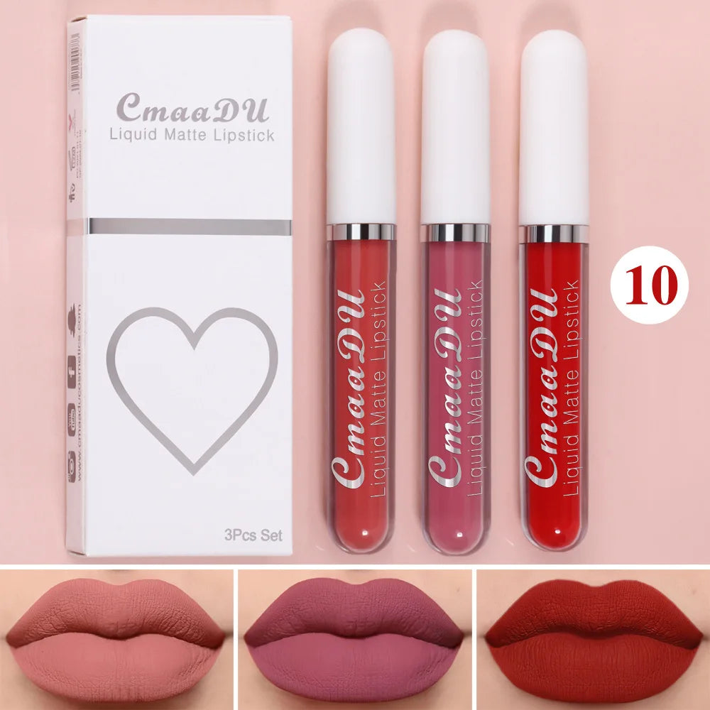 Sexy Long Lasting Velvet Matte Lip Gloss Liquid Lipstick Lip Makeup Women Beauty Red Nonstick Cup Waterproof Lip Gloss - Belle the Jour