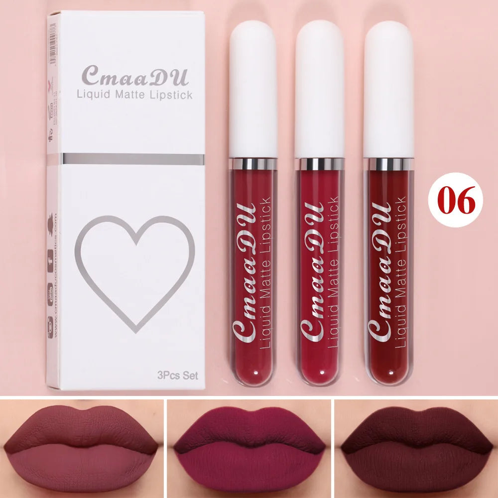 Sexy Long Lasting Velvet Matte Lip Gloss Liquid Lipstick Lip Makeup Women Beauty Red Nonstick Cup Waterproof Lip Gloss - Belle the Jour