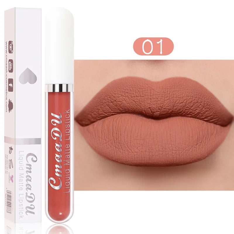 Sexy Long Lasting Velvet Matte Lip Gloss Liquid Lipstick Lip Makeup Women Beauty Red Nonstick Cup Waterproof Lip Gloss - Belle the Jour