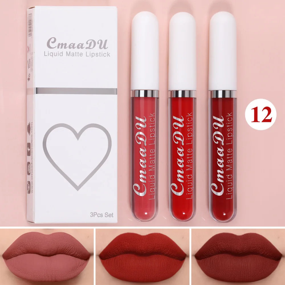 Sexy Long Lasting Velvet Matte Lip Gloss Liquid Lipstick Lip Makeup Women Beauty Red Nonstick Cup Waterproof Lip Gloss - Belle the Jour