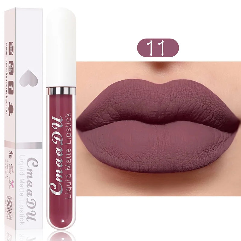 Sexy Long Lasting Velvet Matte Lip Gloss Liquid Lipstick Lip Makeup Women Beauty Red Nonstick Cup Waterproof Lip Gloss - Belle the Jour