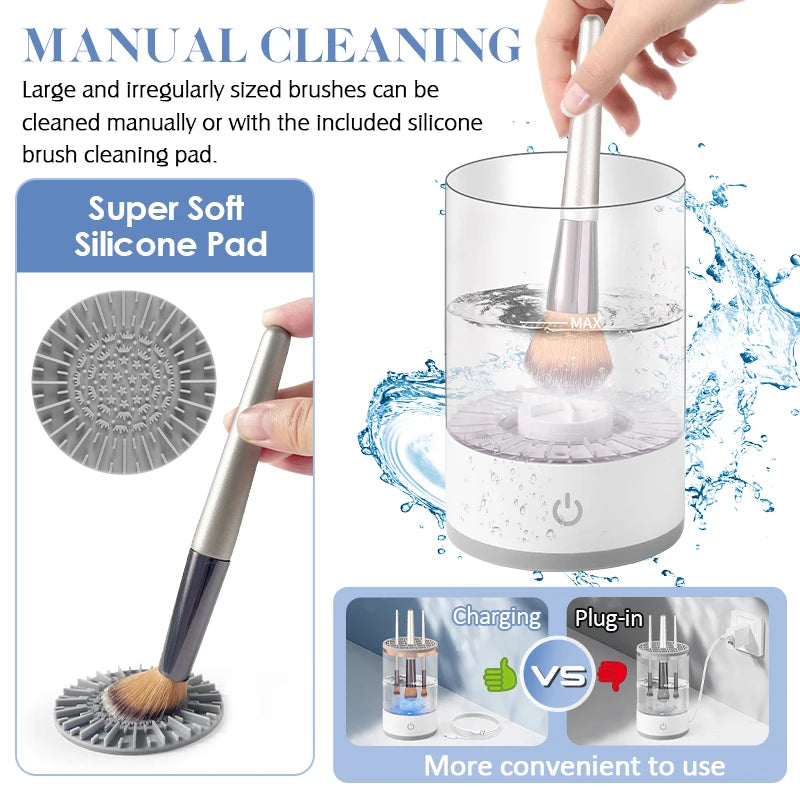 Portable USB Makeup Brush Cleaner 3 In 1 Electric Cosmetic Brushes Cleaning Dryer Tool Automatic Wash Makeup Cleaner For Women - Belle the Jour