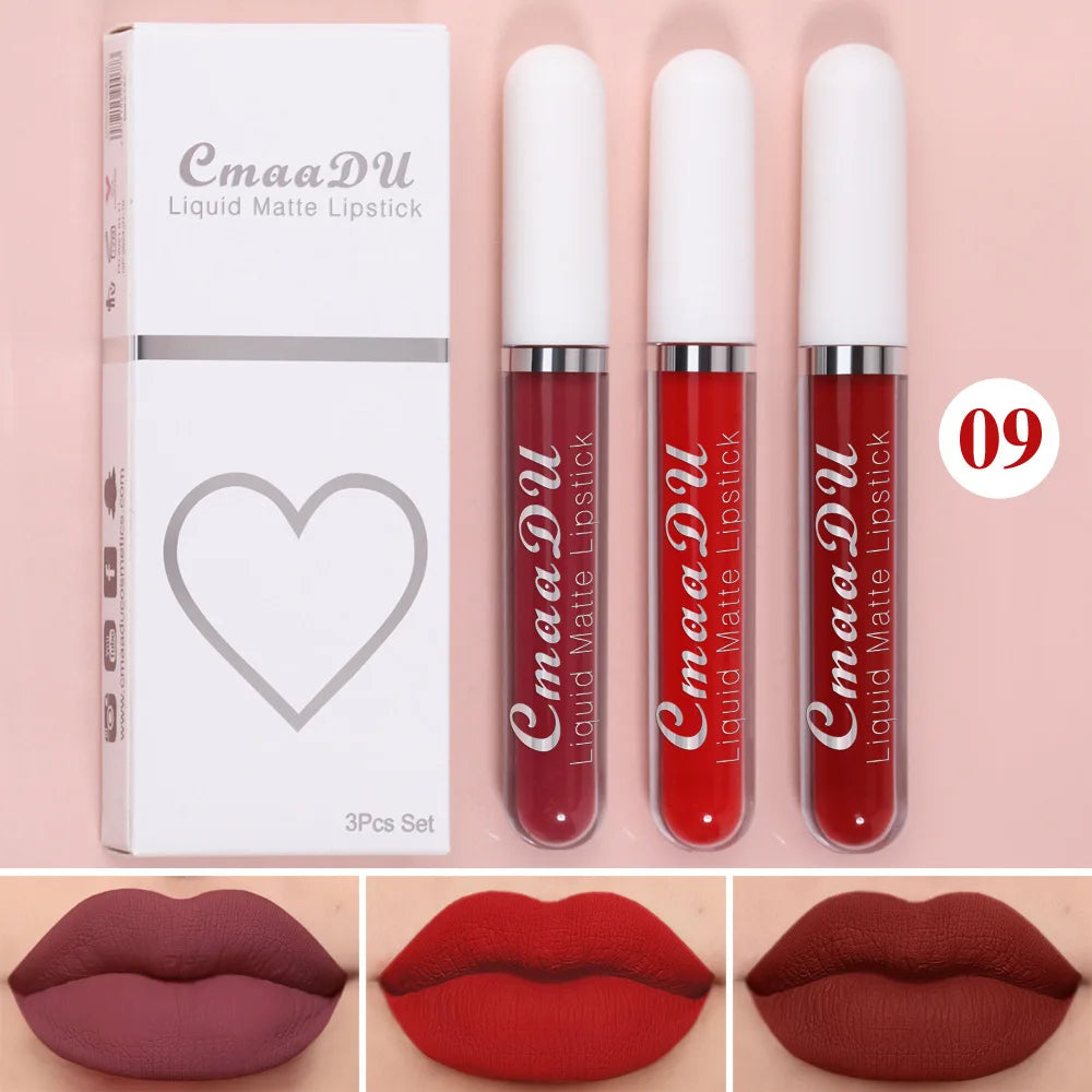 Sexy Long Lasting Velvet Matte Lip Gloss Liquid Lipstick Lip Makeup Women Beauty Red Nonstick Cup Waterproof Lip Gloss - Belle the Jour