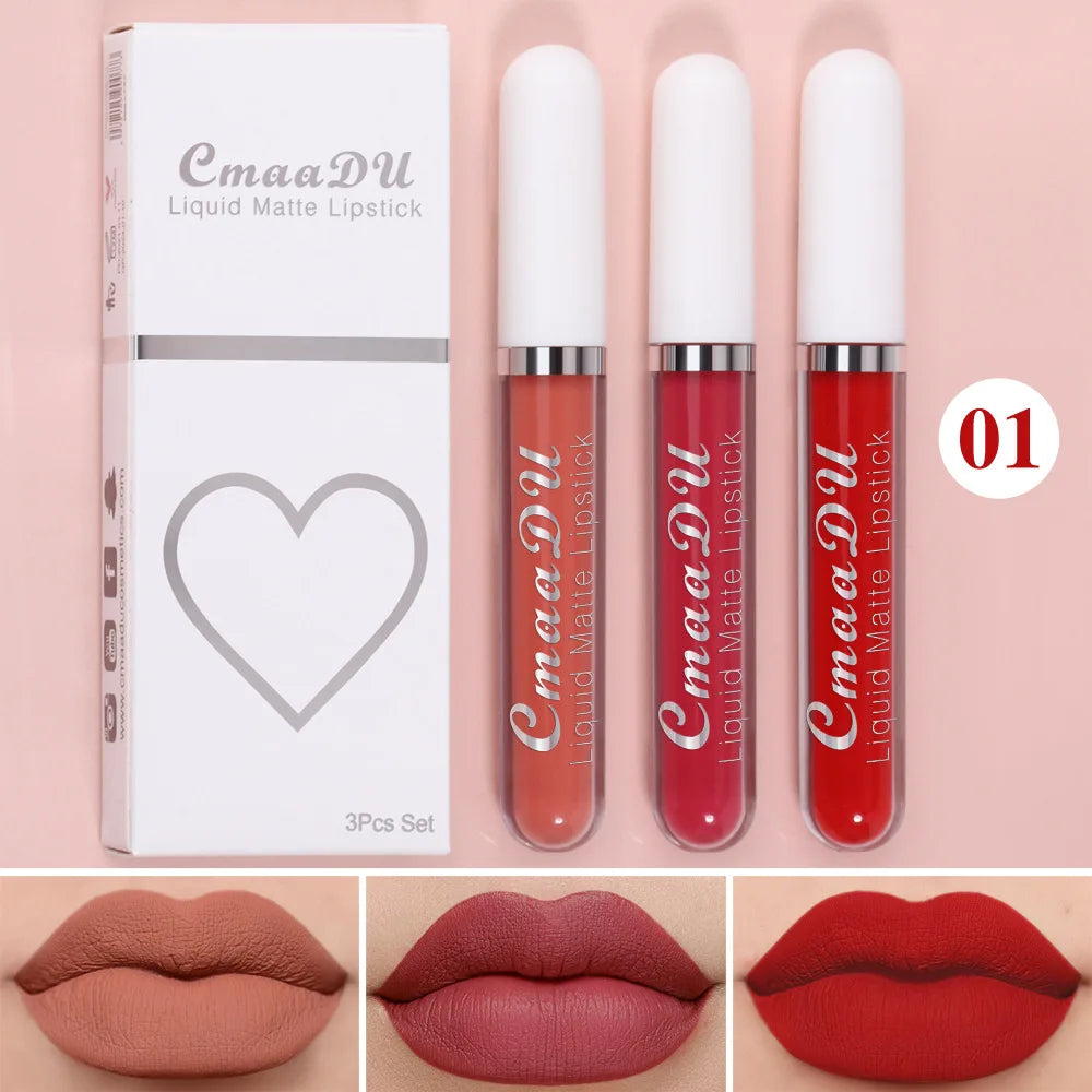 Sexy Long Lasting Velvet Matte Lip Gloss Liquid Lipstick Lip Makeup Women Beauty Red Nonstick Cup Waterproof Lip Gloss - Belle the Jour