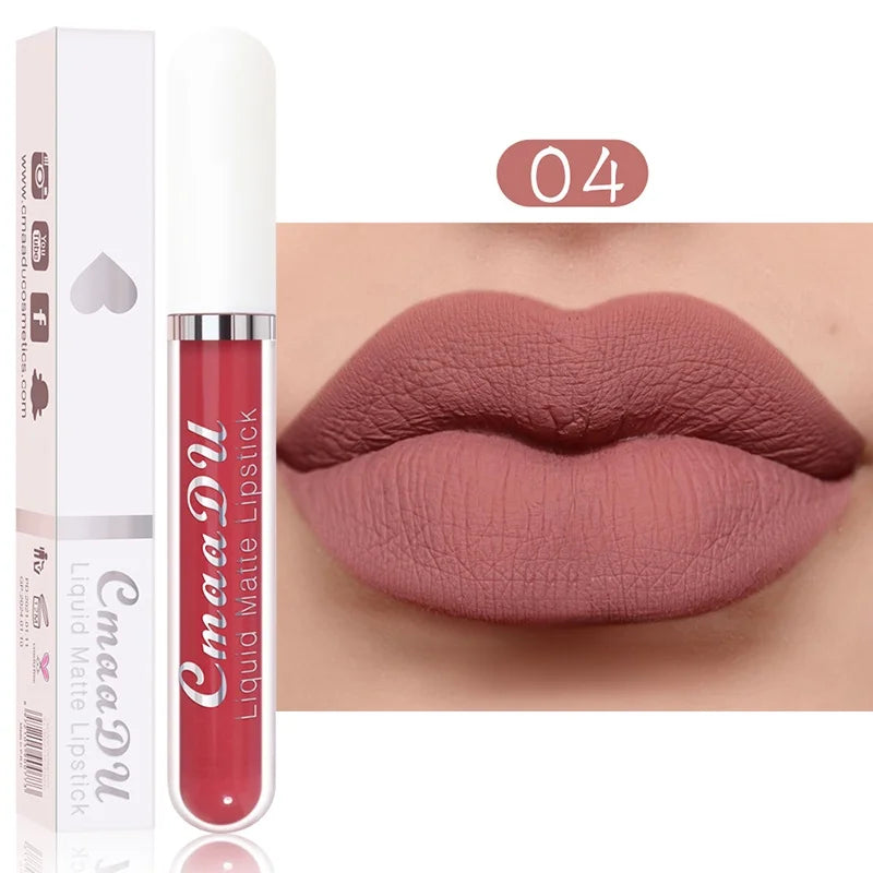 Sexy Long Lasting Velvet Matte Lip Gloss Liquid Lipstick Lip Makeup Women Beauty Red Nonstick Cup Waterproof Lip Gloss - Belle the Jour