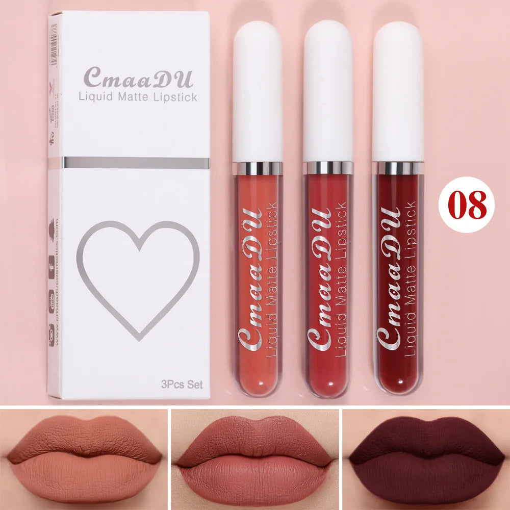 Sexy Long Lasting Velvet Matte Lip Gloss Liquid Lipstick Lip Makeup Women Beauty Red Nonstick Cup Waterproof Lip Gloss - Belle the Jour