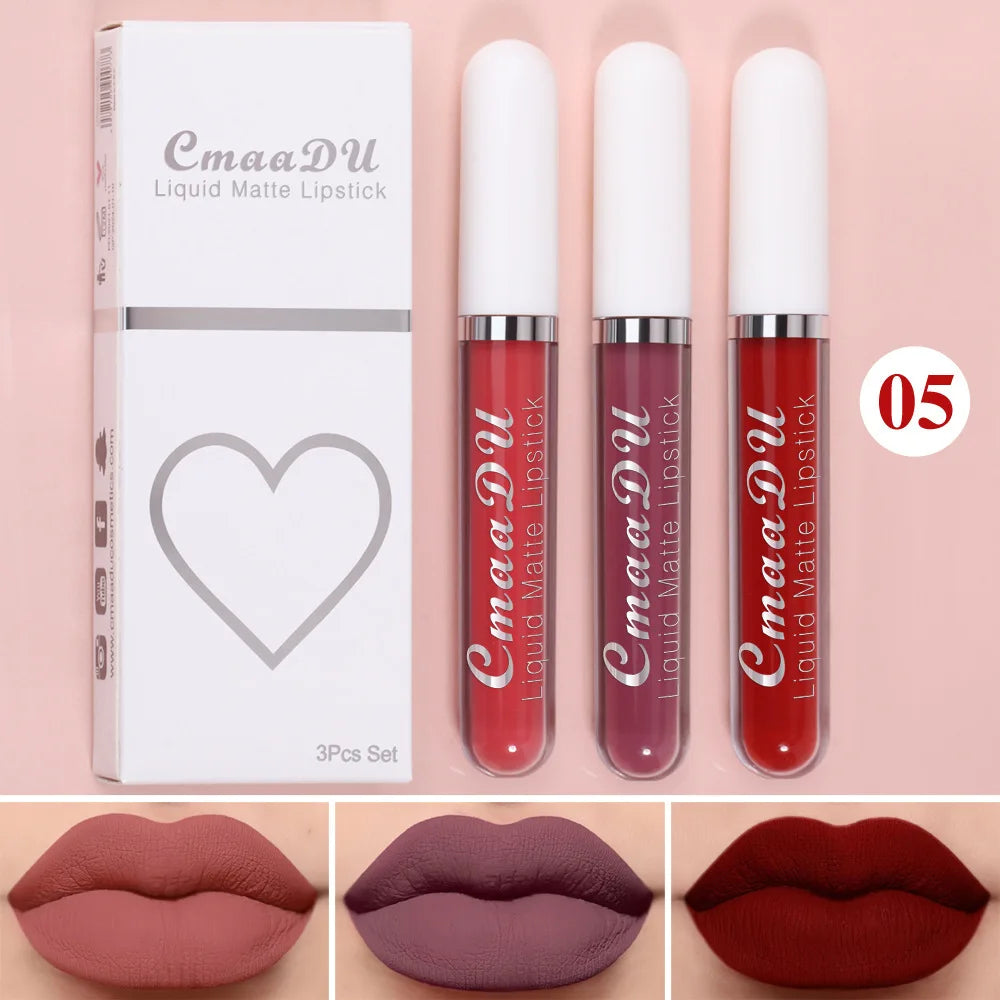 Sexy Long Lasting Velvet Matte Lip Gloss Liquid Lipstick Lip Makeup Women Beauty Red Nonstick Cup Waterproof Lip Gloss - Belle the Jour