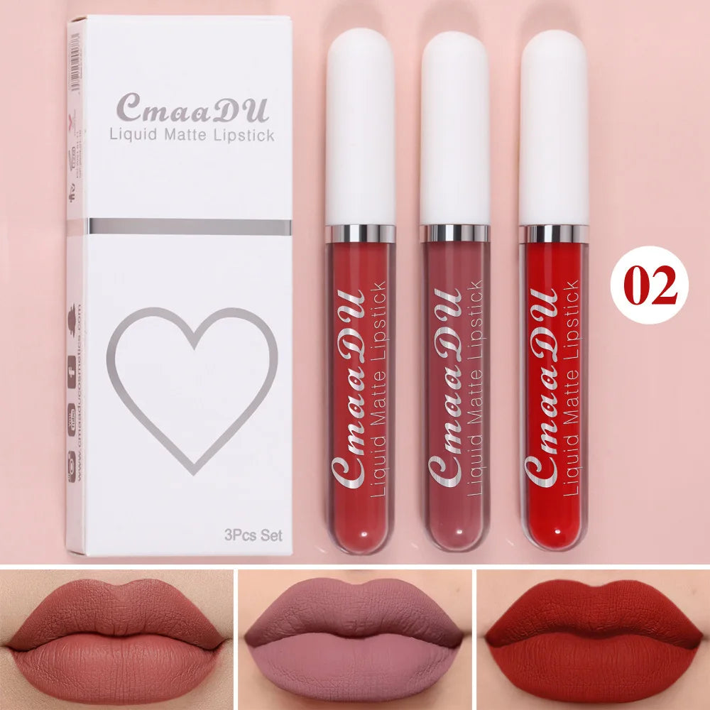 Sexy Long Lasting Velvet Matte Lip Gloss Liquid Lipstick Lip Makeup Women Beauty Red Nonstick Cup Waterproof Lip Gloss - Belle the Jour